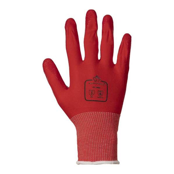 Work Gloves,Nitrile,XL,Red/Red,PR,PK12