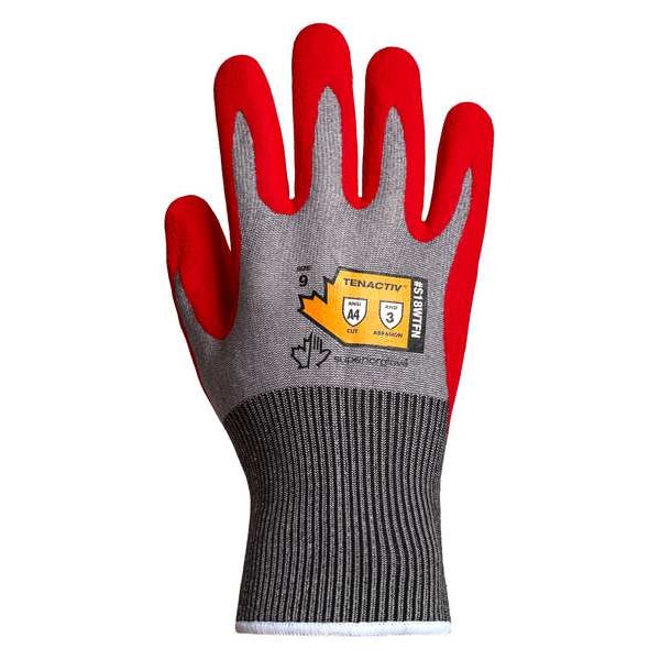 Work Gloves,Nitrile,L,Red/Gray,PR