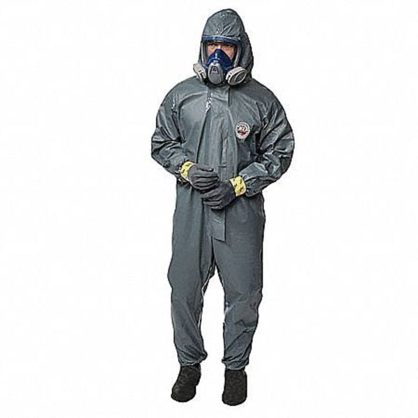 Collared Chemical Resistant Coveralls, Gray, Zipper