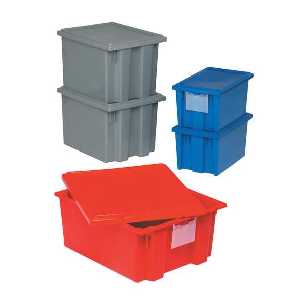 Stack & Nest Container, Blue, Polyethylene, 19 1/2 In L, 15 1/2 In W, 10 In H