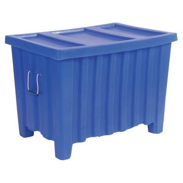 Blue Ribbed Wall Container, Plastic, 14 Cu Ft Volume Capacity