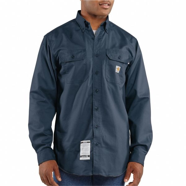 Carhartt Flame Resistant Collared Shirt, Navy, Cotton/Nylon, MT