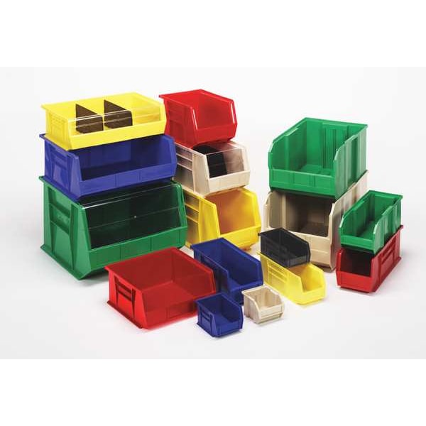 Hang & Stack Storage Bin, Green, Polypropylene, 7 3/8 In L X 4 1/8 In W X 3 In H