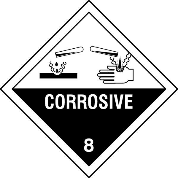 DOT Label,4 In. H,Corrosive,PK100