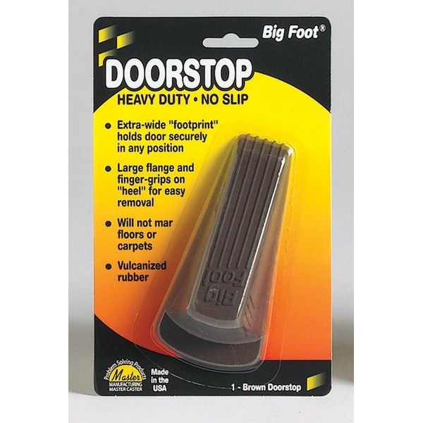 Door Wedge, Vulcanized Rubber, Brown, 1-1/4H X 2W