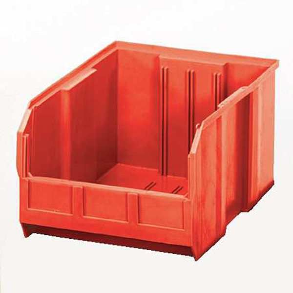 Shelf Storage Bin, Polypropylene, 8 3/8 In W, 4 In H, 11 5/8 In L, Red