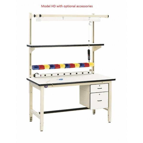 Bolted Workbench, Laminate, 72 In W, 30 In To 36 In Height, 5,000 Lb, Straight