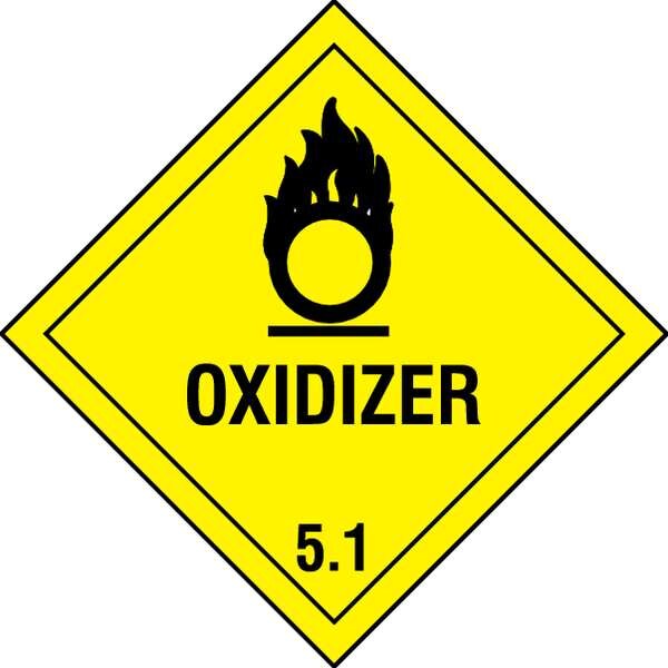 Oxidizer DOT Label, Class 5, Black/Yellow, Pk100