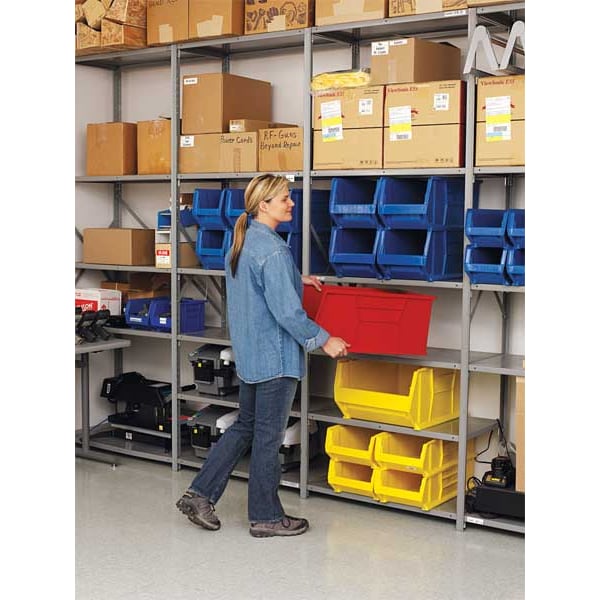 Storage Bin, Yellow, Polypropylene, 35 7/8 In L X 16 1/2 In W X 17 1/2 In H, 150 Lb Load Capacity