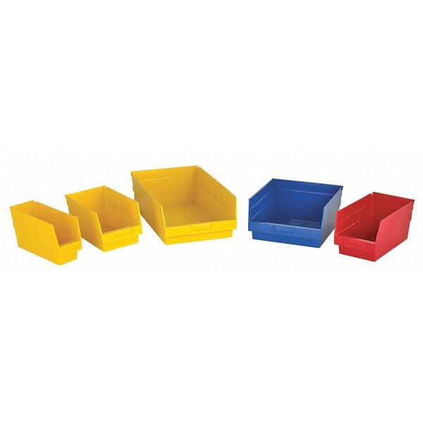 Shelf Storage Bin, Yellow, Polypropylene, 17 7/8 In L X 4 1/8 In W X 6 In H, 50 Lb Load Capacity