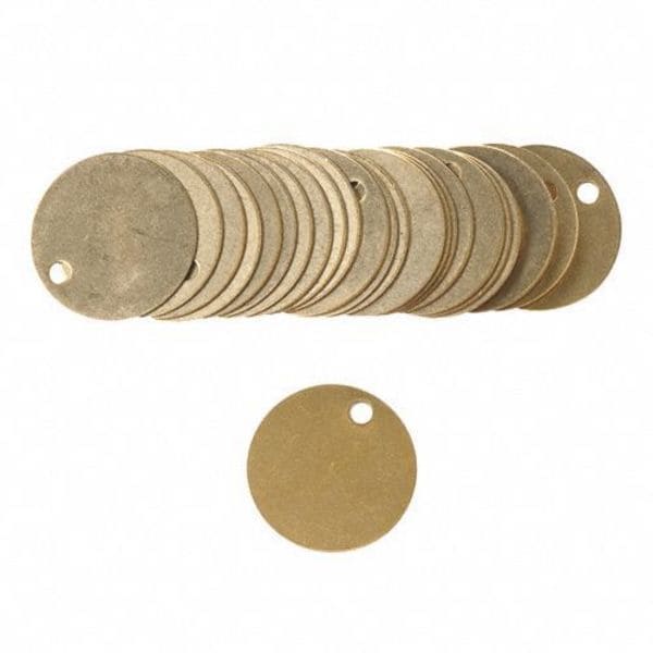 Blank Tags, Brass, 1 1/2 In Diameter, .04 In Thick, Indoor/Outdoor, Pack Of 25