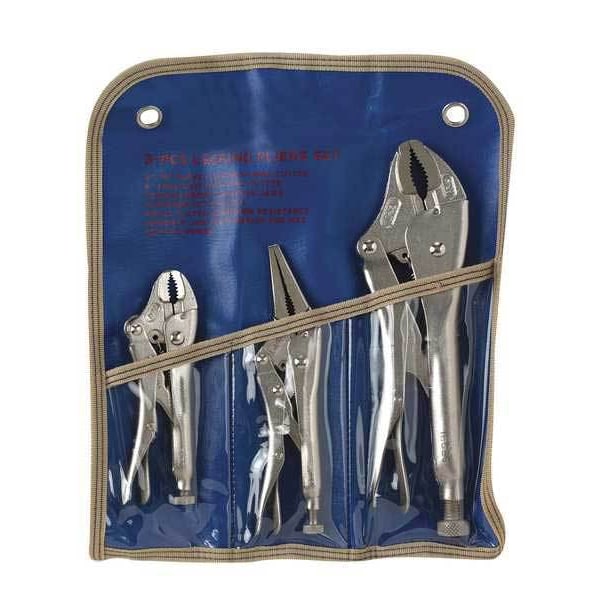 3 Piece Locking Pliers Set Vinyl Grip Handle