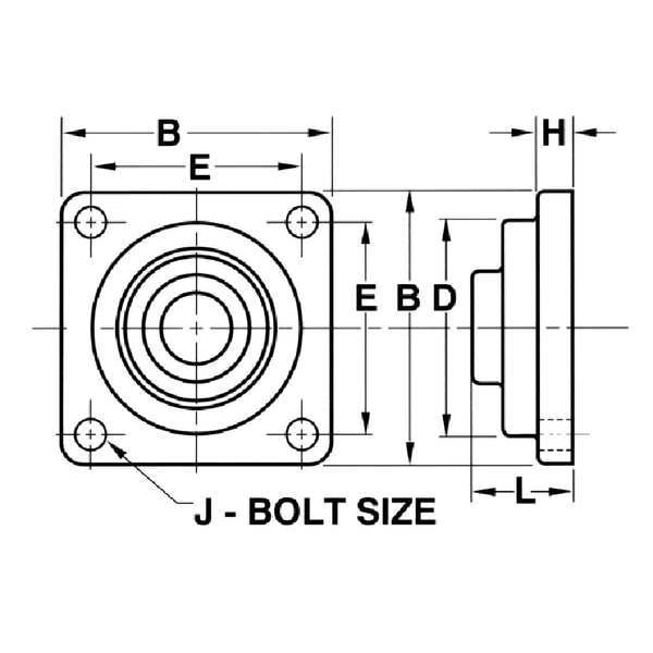 Flange Bearing,4-Bolt,Ball,3/4 Bore