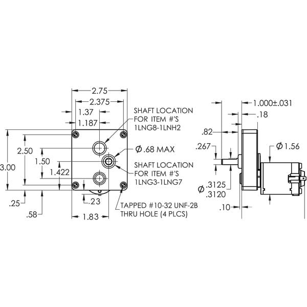 Dc Gearmotor, 38.1 In-lb Max. Torque, 4.5 RPM Nameplate RPM, 12V DC Voltage