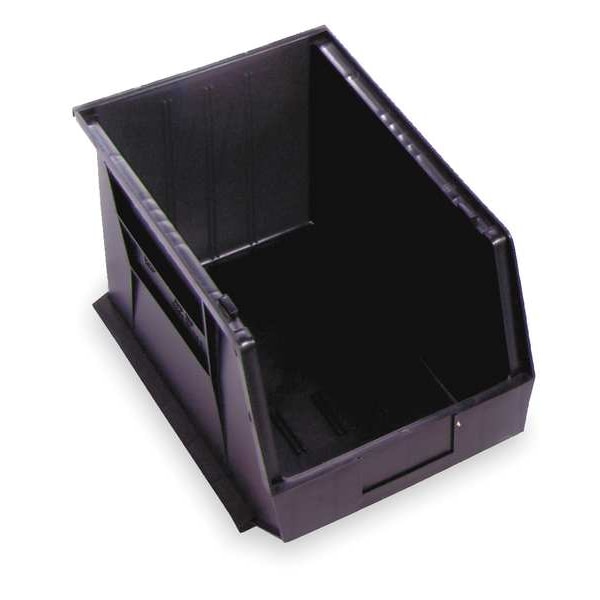 Hang & Stack Storage Bin, Polypropylene/Polyethylene, 11 In W, 10 In H, 18 In L, Black