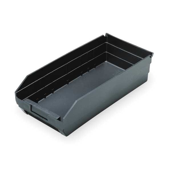 Shelf Storage Bin, Polypropylene/Polyethylene, 8 3/8 In W, 4 In H, 17 7/8 In L, Black