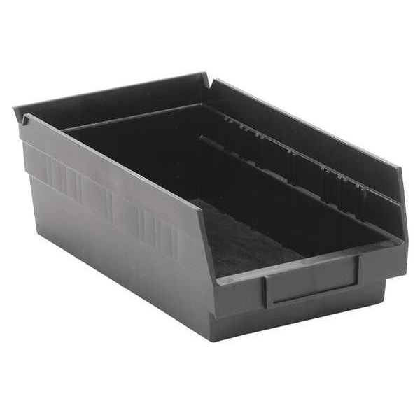 Shelf Storage Bin, Black, Polypropylene/Polyethylene, 11 5/8 In L X 6.6 In W X 4 In H