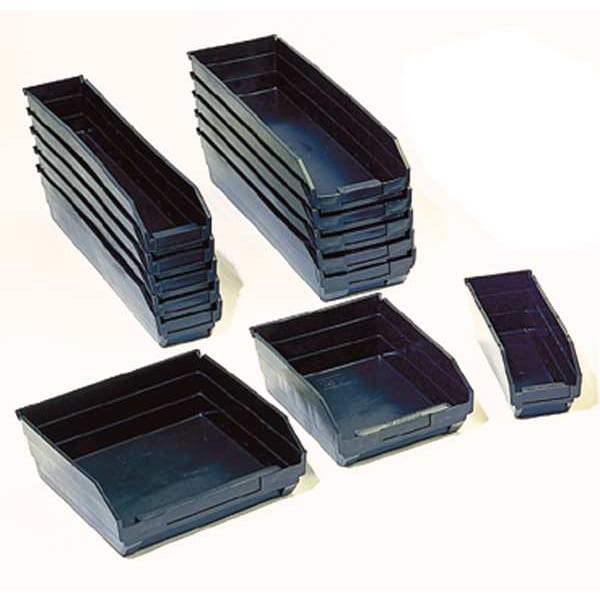 Shelf Storage Bin, Black, Polypropylene/Polyethylene, 23 5/8 In L X 4.1 In W X 4 In H