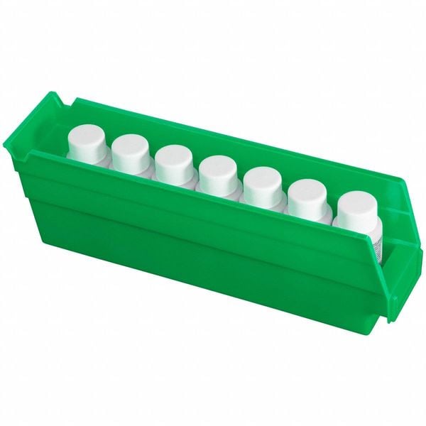 Shelf Storage Bin, Plastic, 2 3/4 In W, 4 In H, 11 5/8 In L, Green