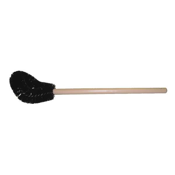 5 3/4 In W Toilet Brush, Medium, 19 In L Handle, 2 In L Brush, Black, Wood, 21 In L Overall