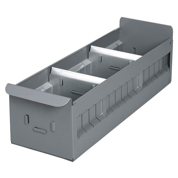 Drawer Storage Bin, Gray, Steel, 8 1/4 In W X 4 1/2 In H