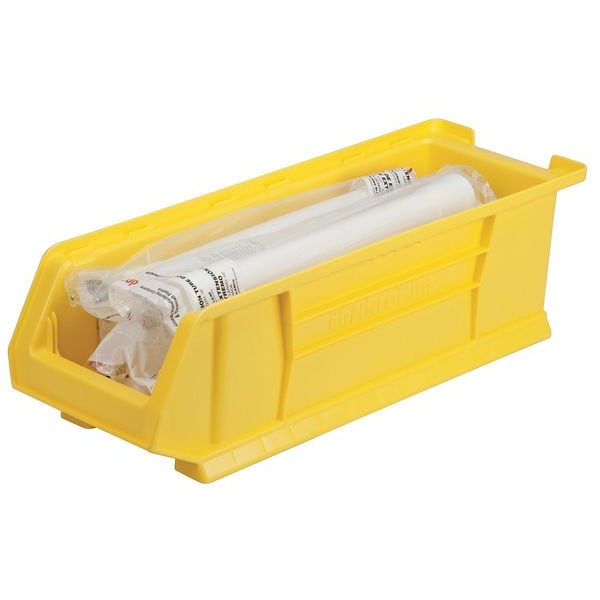 Super Size Bin, Yellow, Plastic, 23 7/8 In L X 8 1/4 In W X 7 In H, 200 Lb Load Capacity