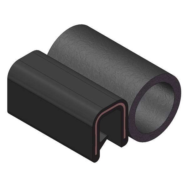 Edge Grip Seal, EPDM, 25 Ft Length, 0.857 In Overall Width, Style: Trim With A Top Bulb