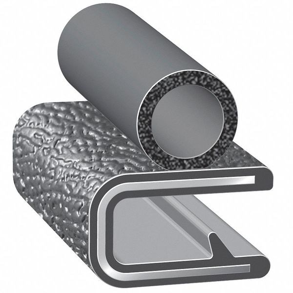 Edge Grip Seal, EPDM, 25 Ft Length, 0.625 In Overall Width, Style: Trim With A Side Bulb