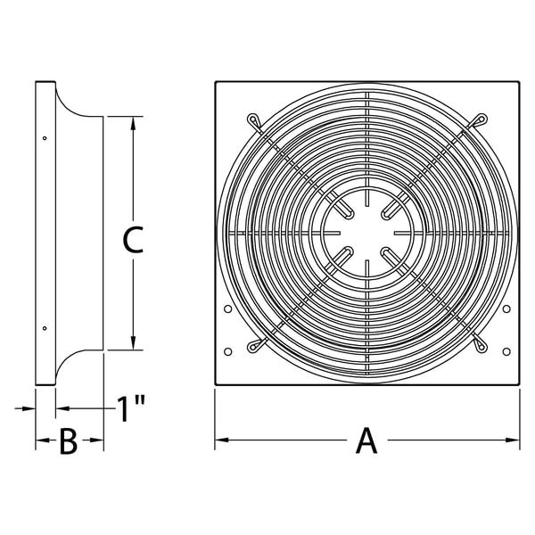 Exhaust Fan Venturi Frame,18x18,Galv