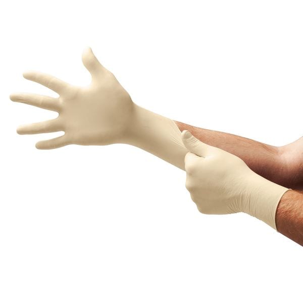 Exam Gloves, Natural Rubber Latex, Powder Free, Natural, XS, 100 PK