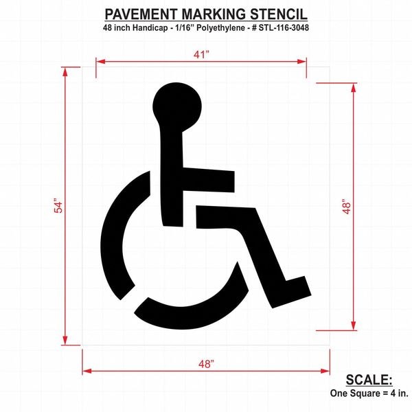 Pavement Stencil,48 In,Handicap,1/16, STL-116-3048