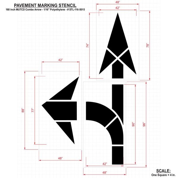 Pavement Stencil,MUTCD Combo Arrow,1/16