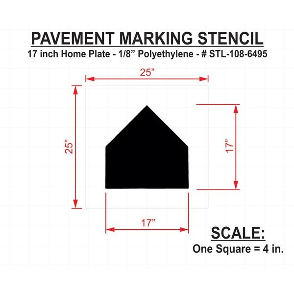 Athletic Stencil,Home Plate,17 In,1/8