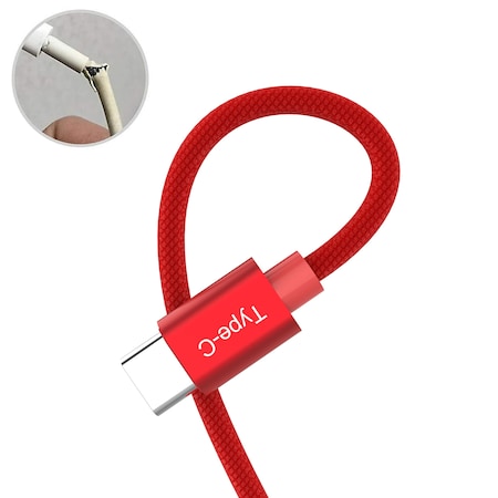 Red 10FT USB Type C Braided Fast Charging Cable