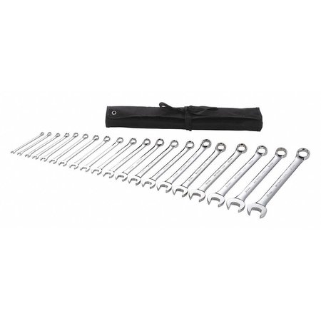Combination Wrench Set, Metric, 6 mm to 25 mm Head Sizes, 6 Points, 20-Piece -  WESTWARD, 54DF97