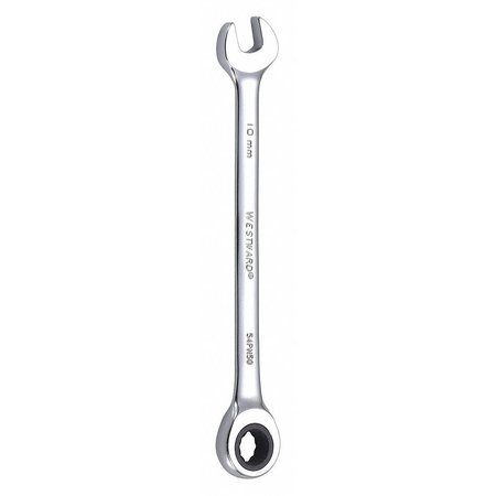 Ratcheting Combination Wrench, Metric, 6 1/8 in Length, 10 mm Head, 12 Points -  WESTWARD, 54PN50