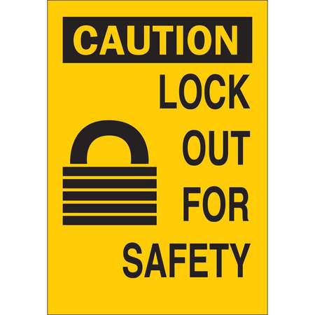 Caution Sign, 14 in Height, 10 in Width, Plastic, Rectangle, English -  BRADY, 22910