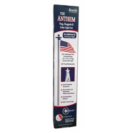 20 FOOT ANTHEM FLAGPOLE WITH SOLAR LIGHT AND 3X5 FT. NYLON U.S. FLAG -  ANNIN FLAGMAKERS, 742371