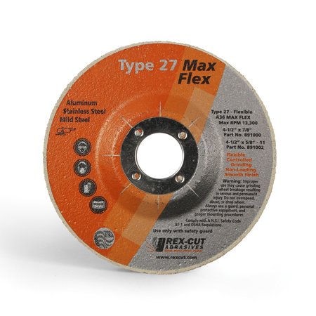Max Flex Grinding Disc 4 1/2 X 7/8 T27 Max Flex A36 -  REX CUT, 891000