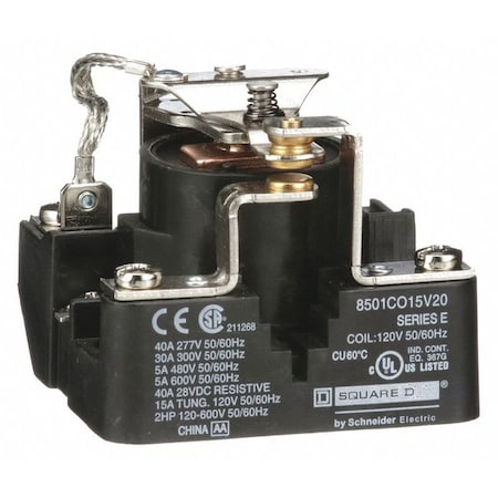 Square D Open Power Relay, 5 Pin, 120VAC, SPDT 8501CO15V20 | Zoro.com