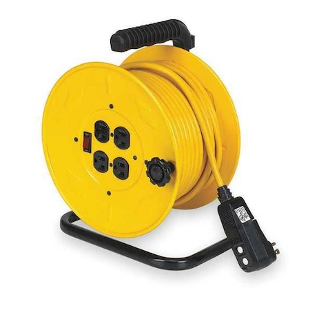 Lumapro Hand Wind Cord Reel with 80 ft. Cord 4-Outlet 14/3 2YKR7 | Zoro.com