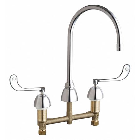 Manual, 8"" Mount, Commercial Kitchen Sink Faucet W/O Spray -  CHICAGO FAUCET, 201-AGN8AE3-319AB
