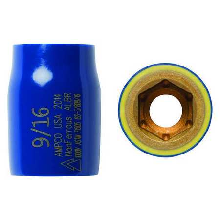3/8 in Drive Nonsparking Socket 9/16 in, 6 pt, SAE -  AMPCO SAFETY TOOLS, ISS-3/8D9/16