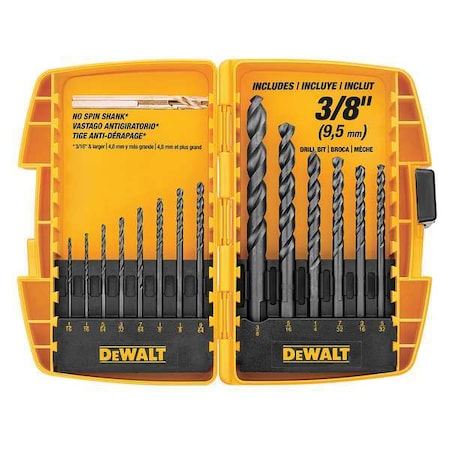 Dewalt Drill Bit Set, HSS, Assorted, Black Oxide DW1162 | Zoro.com