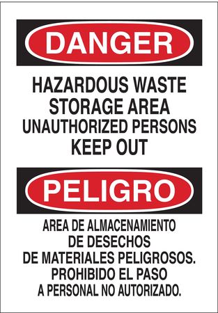 Danger/Peligro Sign, 14 in H, 10 in W, Polyester, Rectangle, English, Spanish, 90542 -  BRADY