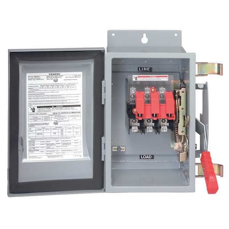 Siemens 30 Amp 600VAC/DC Solar Disconnect Switch 3PST HF361PV | Zoro.com