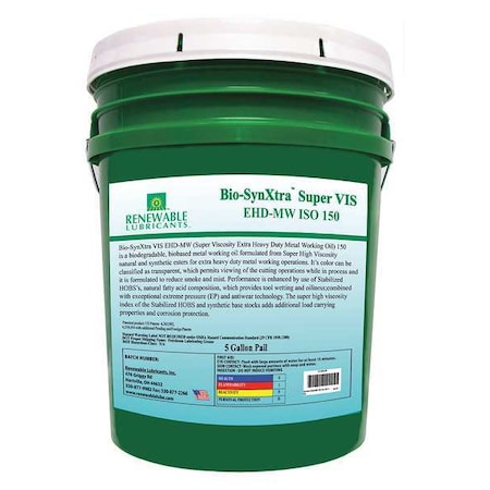Cutting Oil, Pail, Yellow, 5 gal -  RENEWABLE LUBRICANTS, 88174