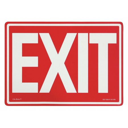 Exit Sign,Photoluminescent On Red -  JESSUP GLO BRITE, EG-7520-F-101-RN