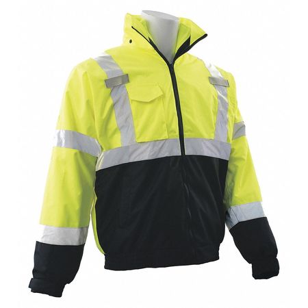 Bomber Jacket, Class 3, Lime/Black, 2X -  ERB SAFETY, 63348