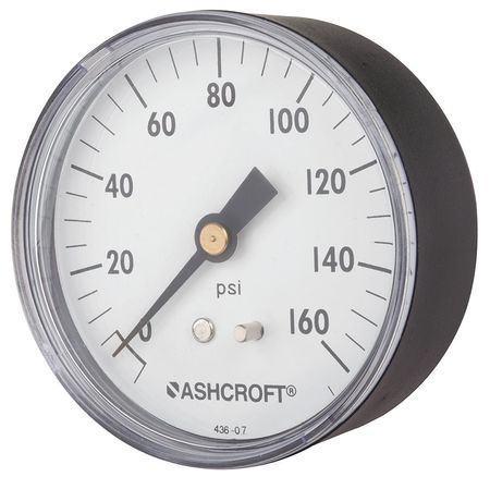 Ashcroft 25W1005ph02b160# Pressure Gauge, 0 To 160 Psi, 1/4 In Mnpt, Plastic, - Picture 1 of 1